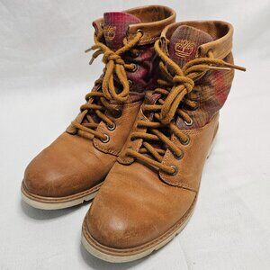Timberland Pendleton Bramhall Leather Plaid Flannel Brown Boots Women's Size 6.5